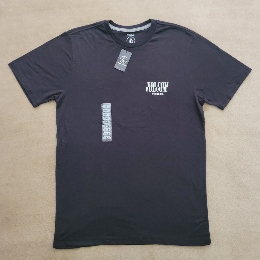 Volcom Men's Scrambled Channel SST Modern Fit Charcoal Graphic T-shirt Size S